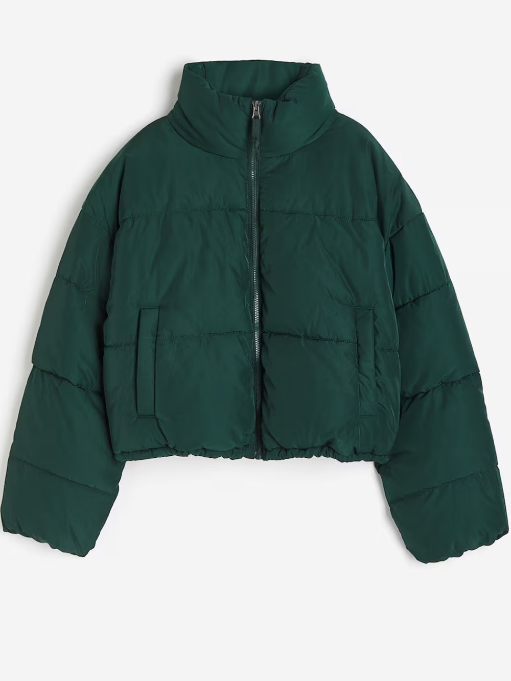 H&M Forrest Green Cropped Puffer Jacket